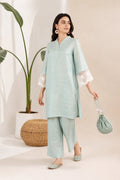SILK BLEND LACE DETAILING KURTI SET- MINT GREEN