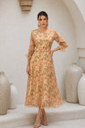ORGANZA PRINTED A-LINE DRESS- SOFT CREAM