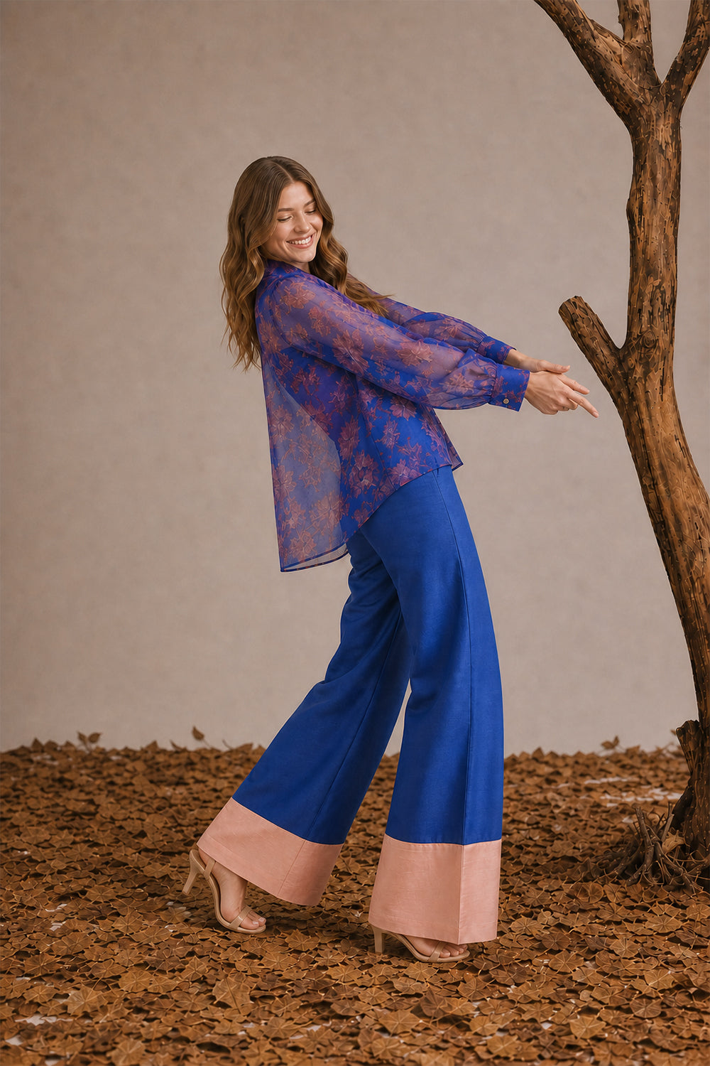 SILK & ORGANZA CO-ORD SET- SAPPHIRE BLUE