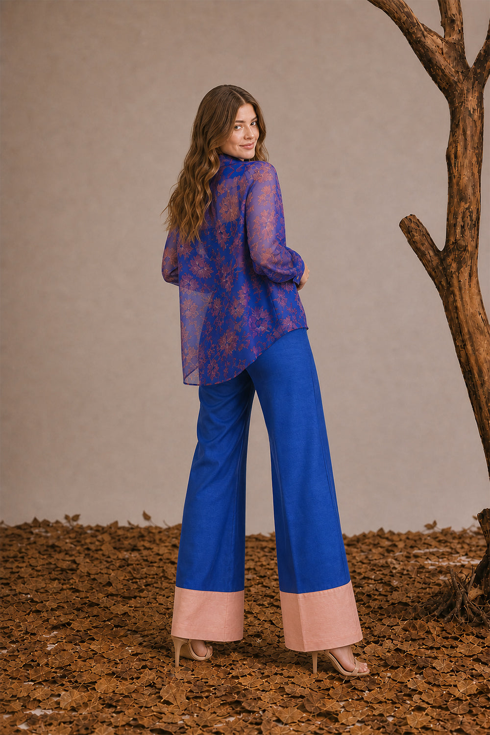 SILK & ORGANZA CO-ORD SET- SAPPHIRE BLUE