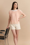 COTTON KNOT & TIE TOP- PEACH