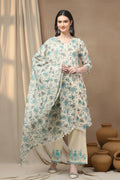 COTTON EMBROIDERED SUIT SET- SEA GREEN