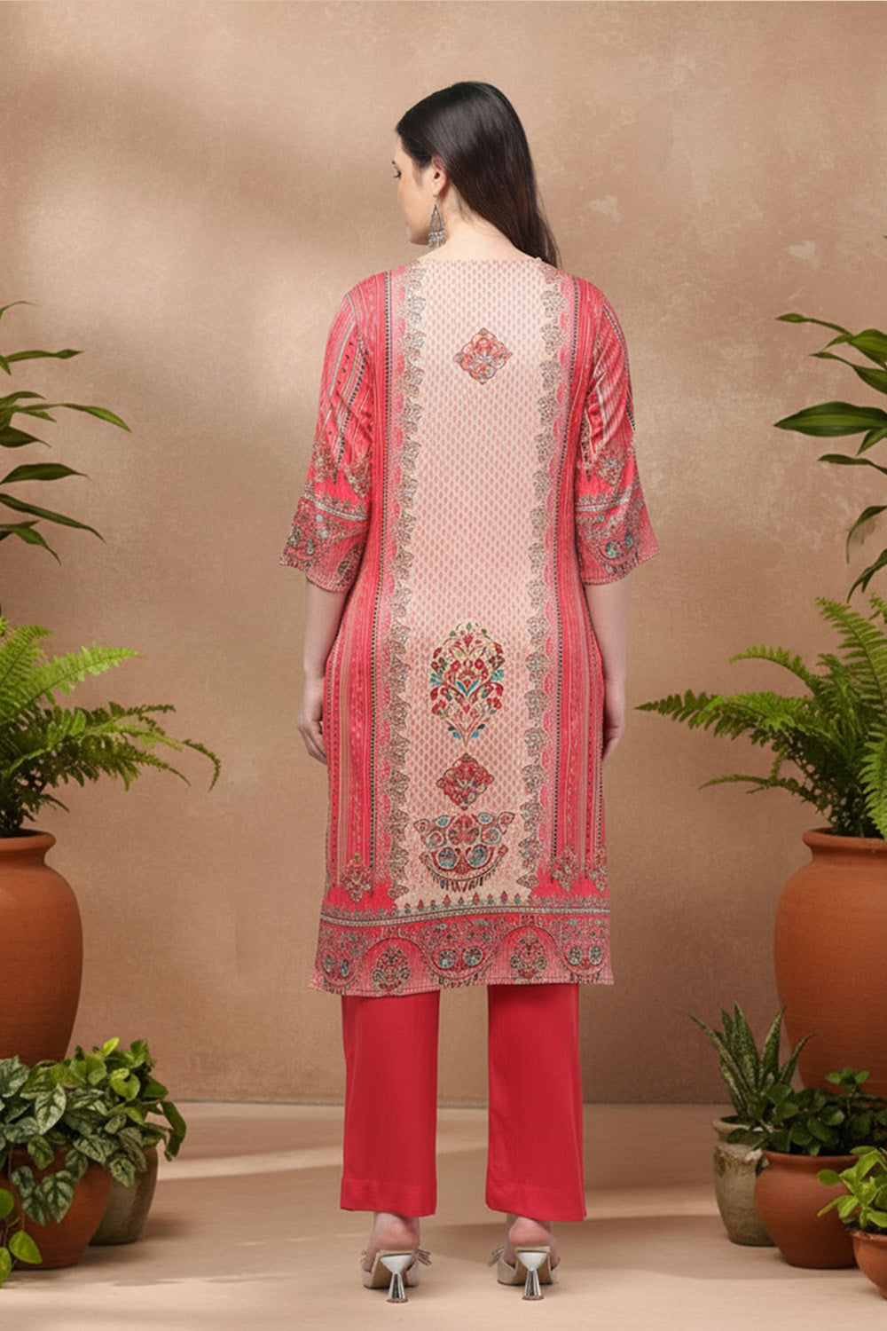 SILK BLEND SUIT SET- HOT PINK