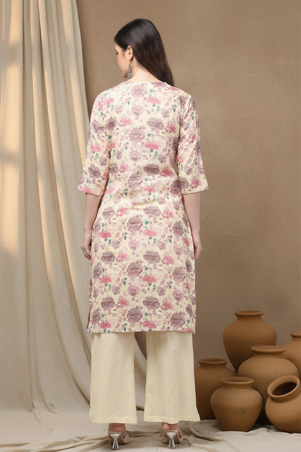 COTTON EMBROIDERED SUIT SET- PURPLE
