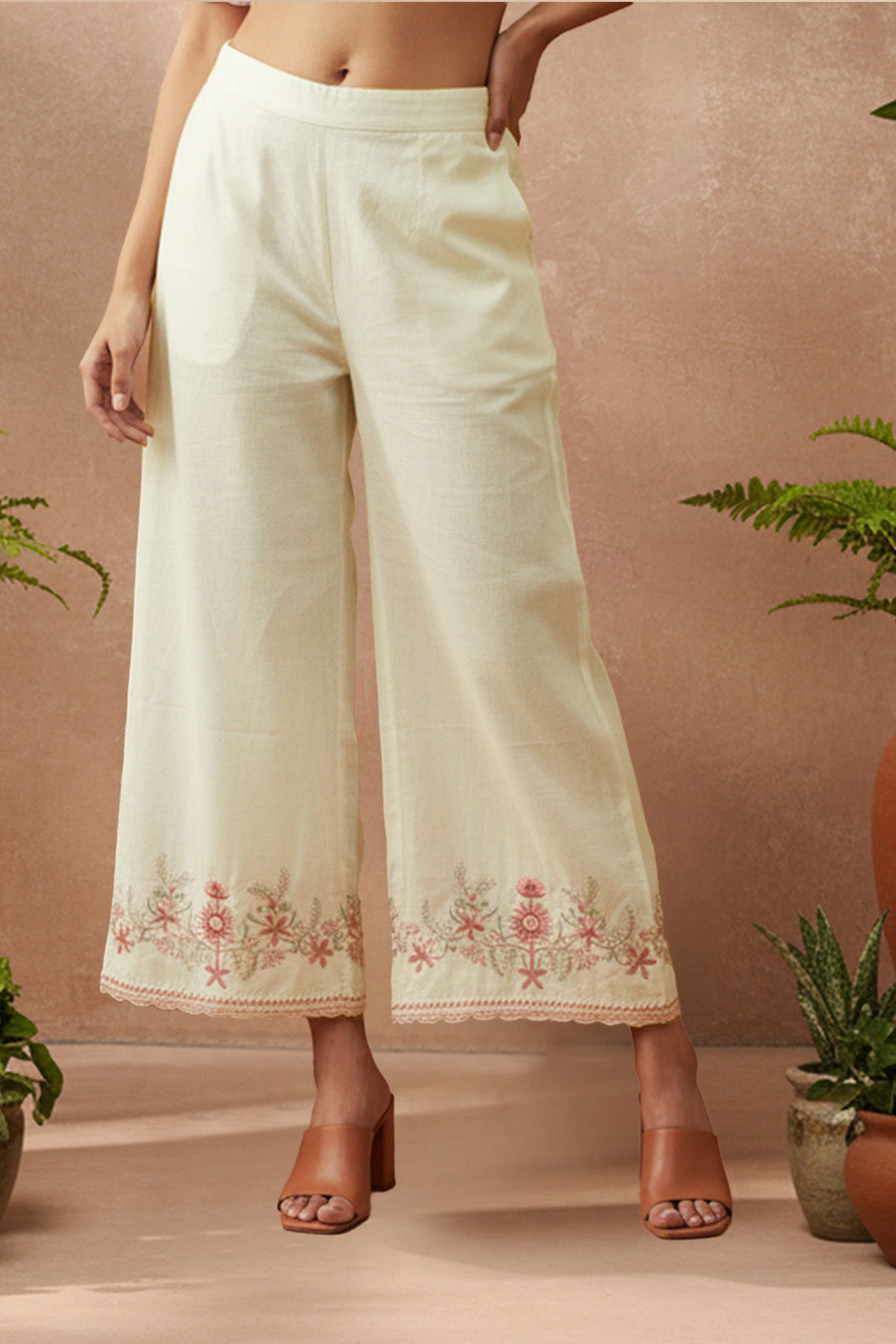 PRINTED COTTON SUIT SET- CREAM