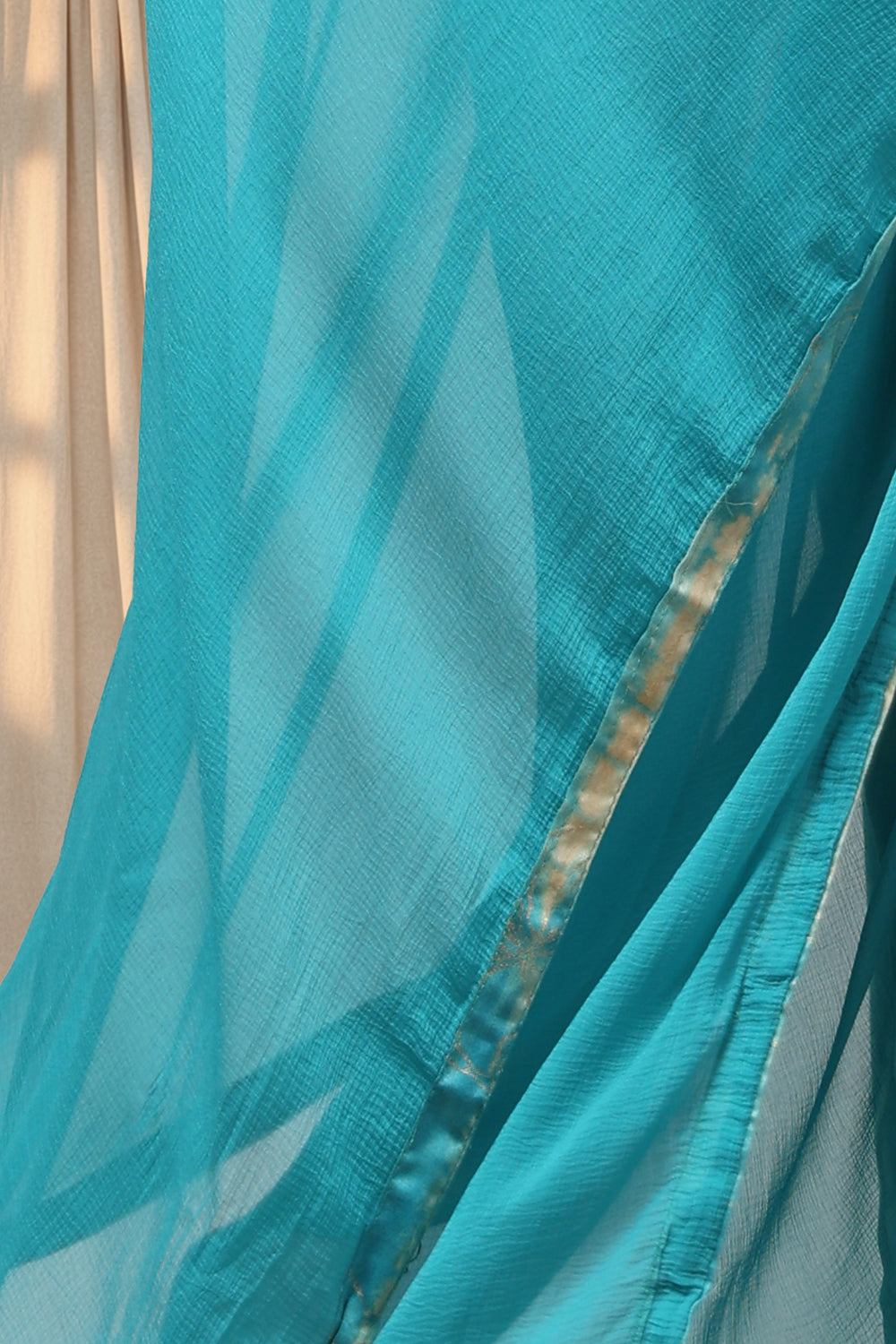 SILK BLEND FOIL PRINT SUIT SET-SEA GREEN
