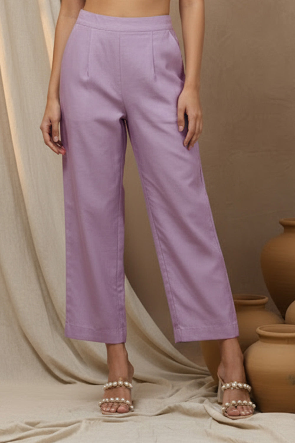 SILK BLEND EMBROIDERED SUIT SET-PURPLE