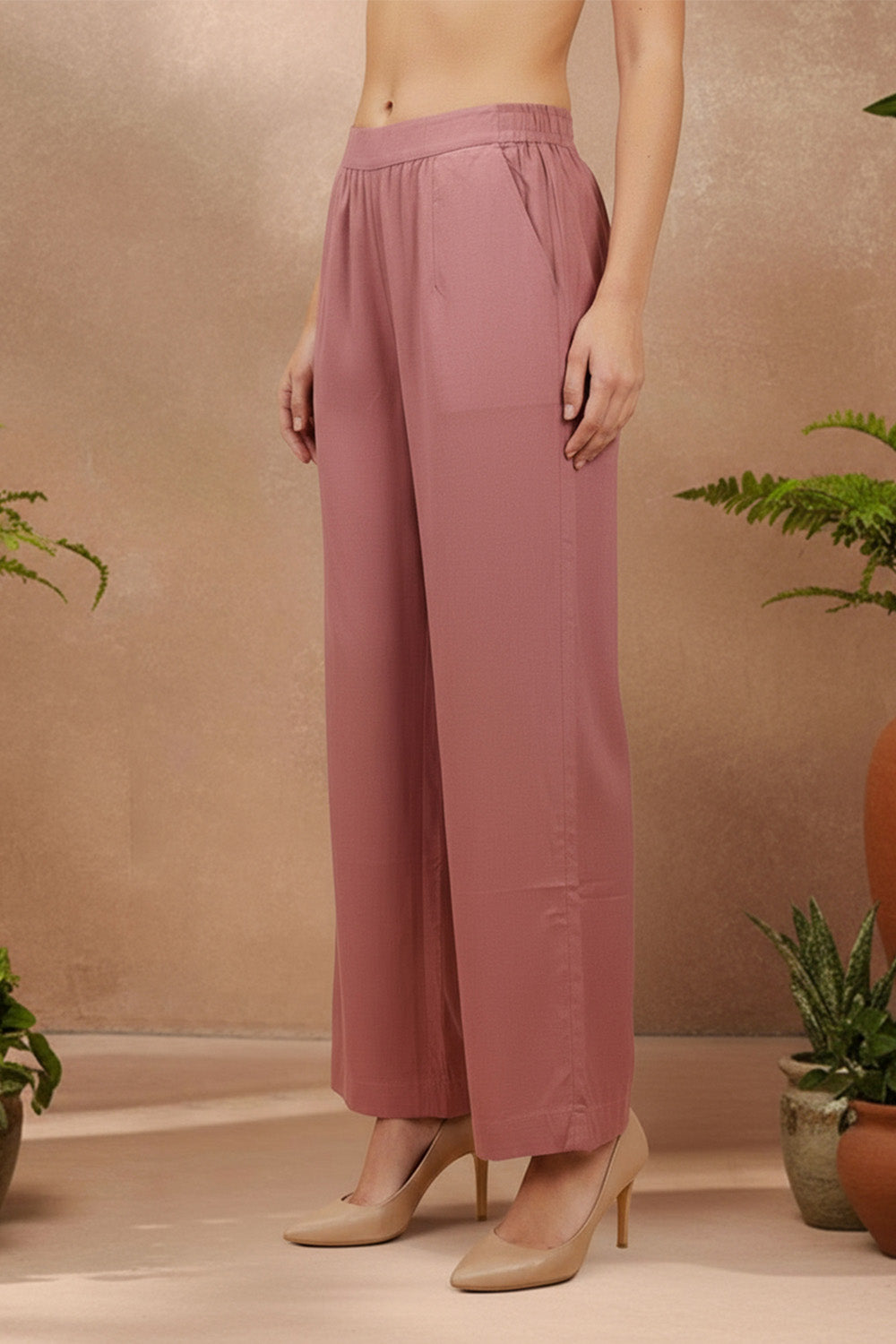 SILK BLEND FOIL PRINT SUIT SET- PINK