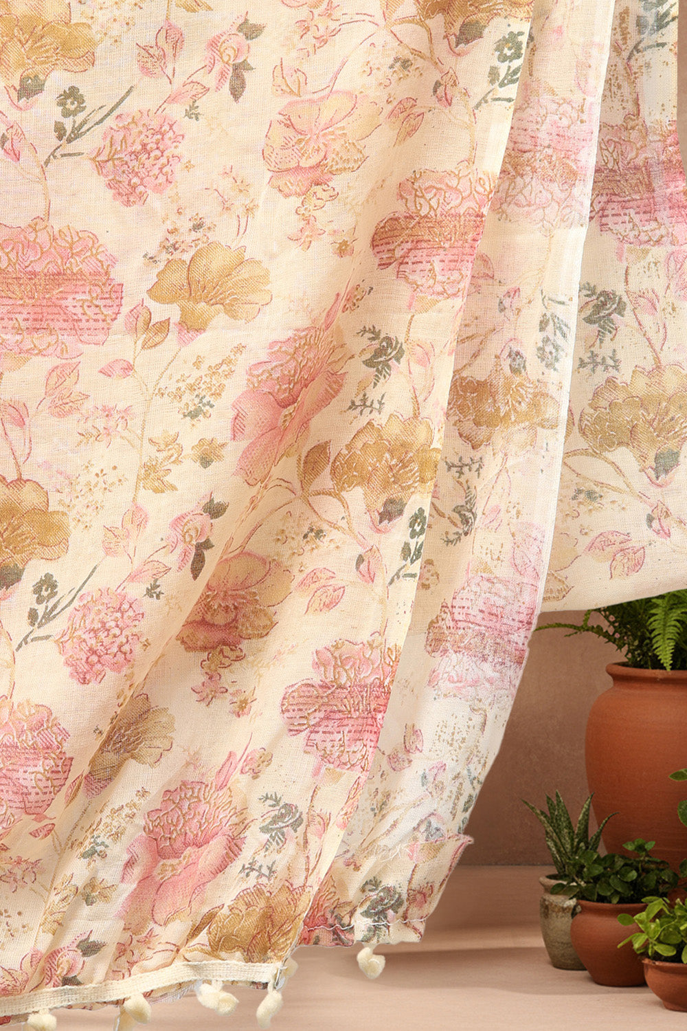PRINTED COTTON SUIT SET- CREAM