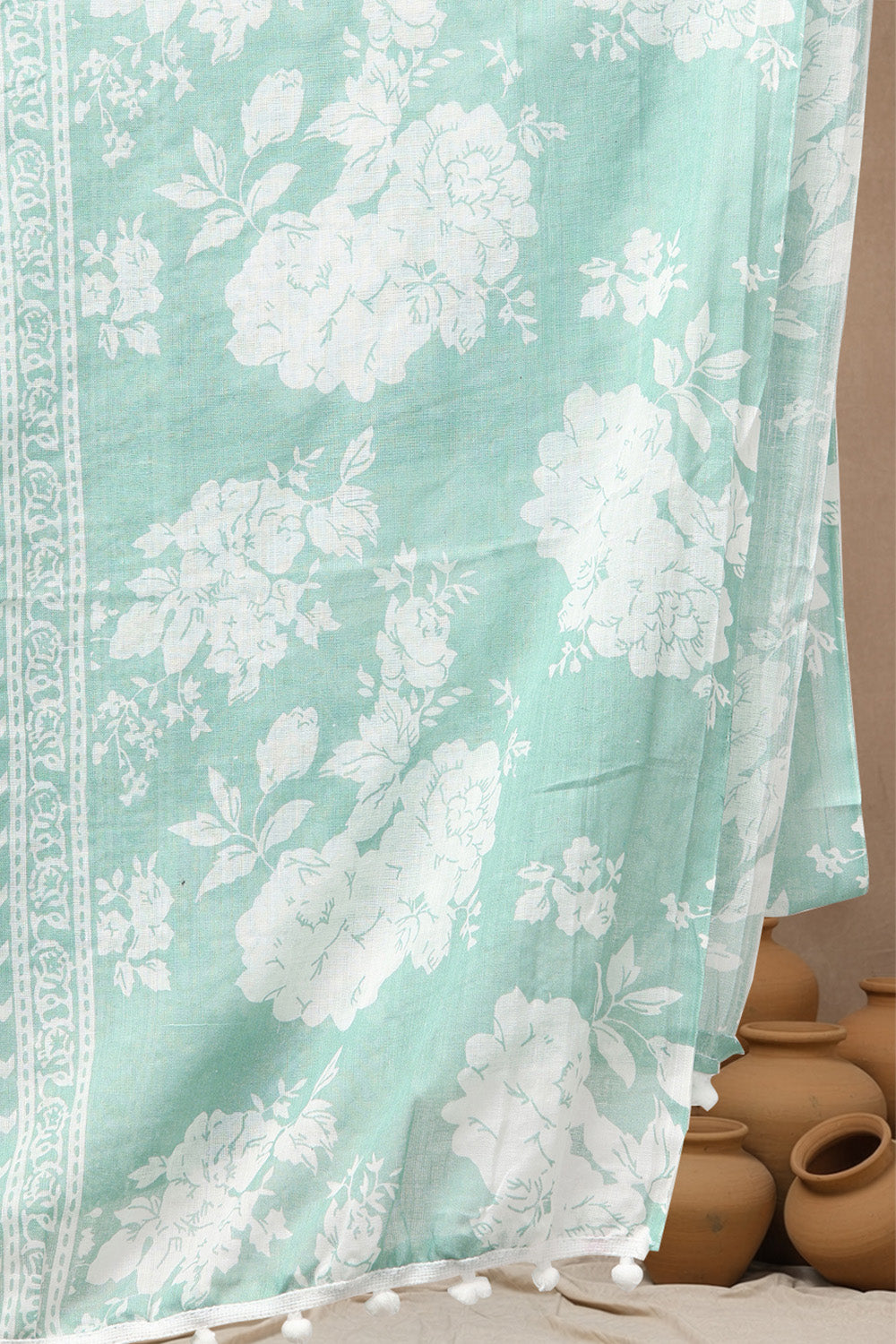 COTTON CHIKANKARI SUIT SET- SEA GREEN