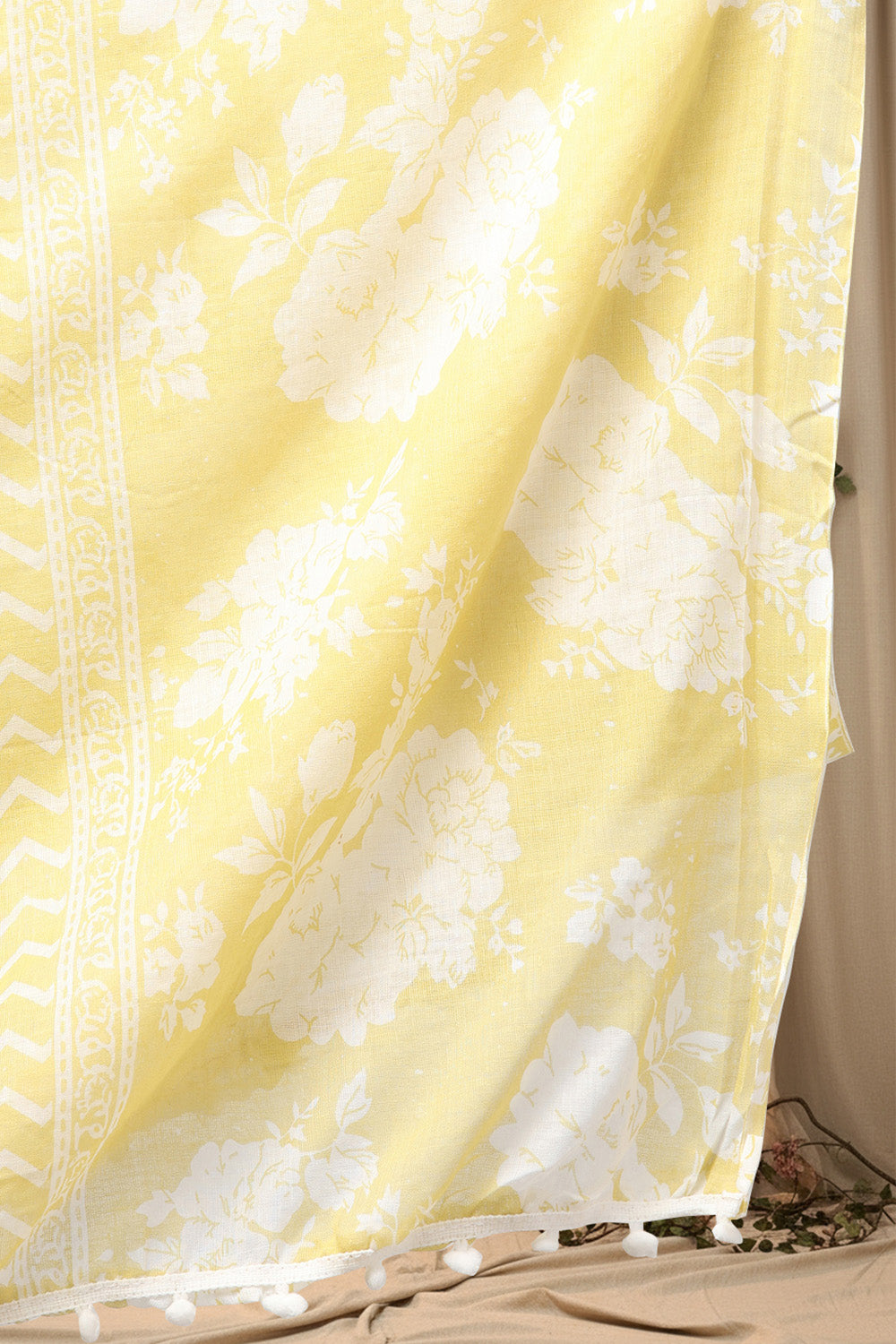 COTTON CHIKANKARI MIRROR WORK SUIT SET- YELLOW