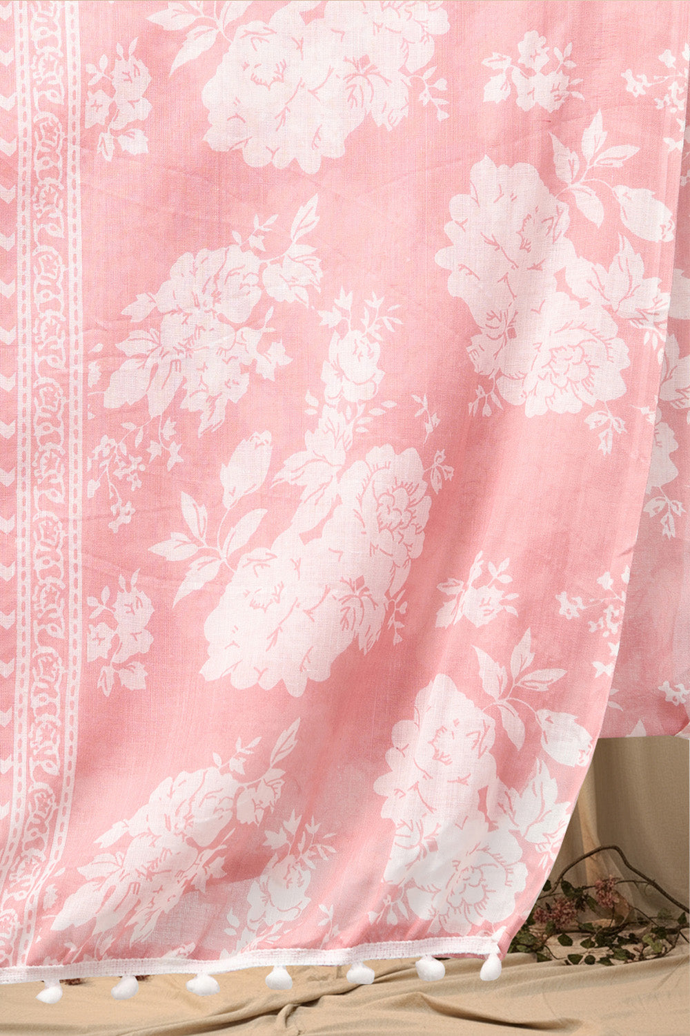 COTTON CHIKANKARI MIRROR WORK SUIT SET- CARROT PINK