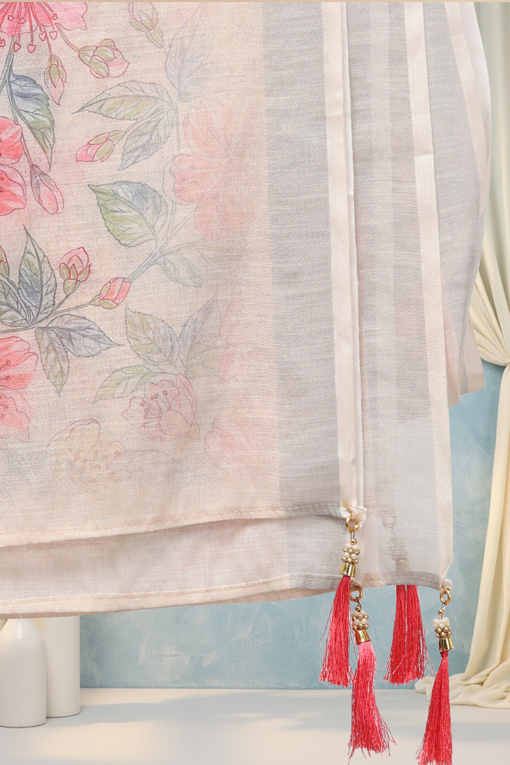 COTTON EMBROIDERED SUIT SET- BEIGE