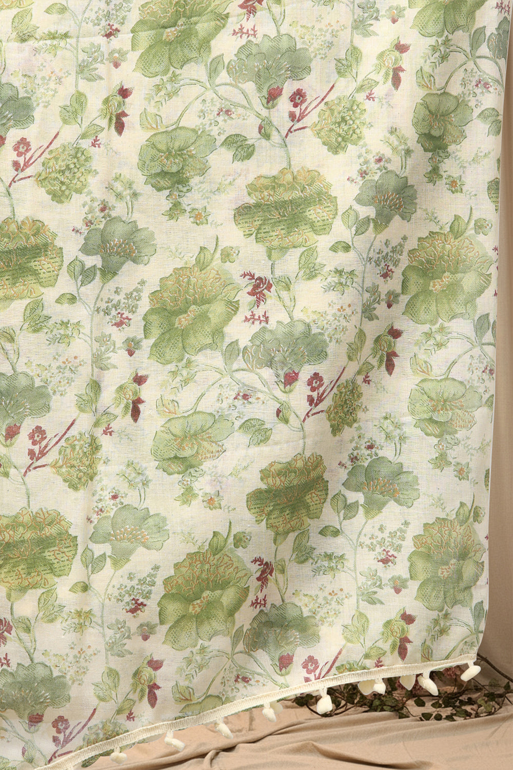 COTTON PRINTED & EMBROIDERED SUIT SET-OLIVE GREEN