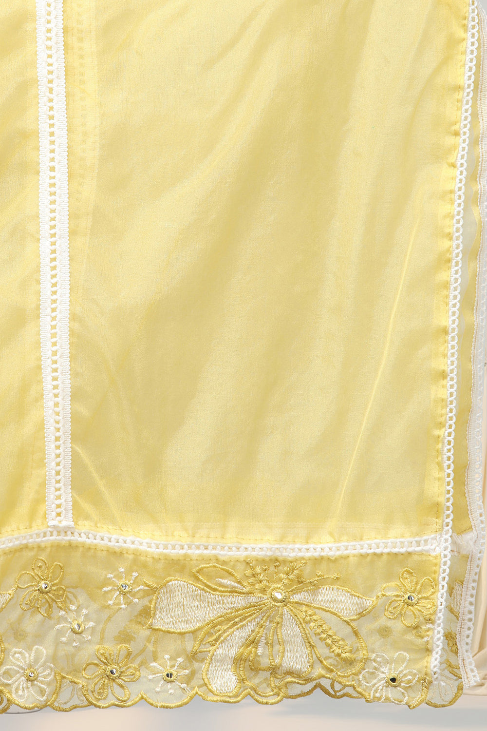 SILK BLEND EMBROIDERED SUIT SET-YELLOW
