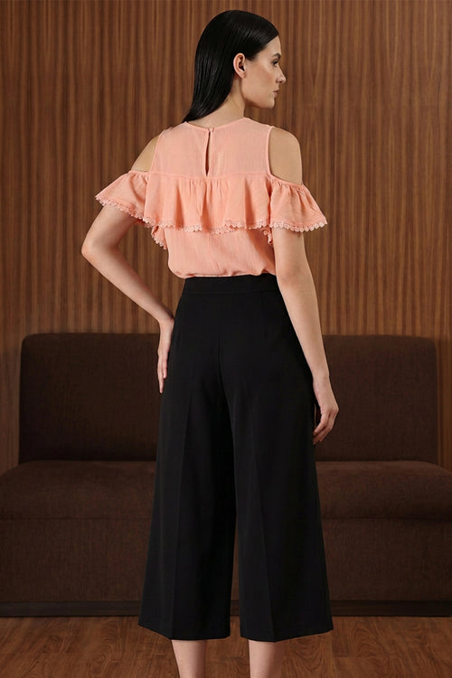 PEACH COLD SHOULDER WOMEN CROP TOP