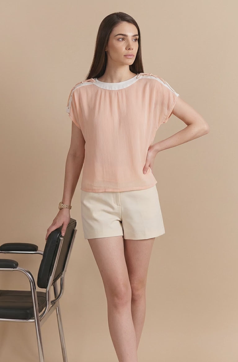 COTTON KNOT & TIE TOP- PEACH